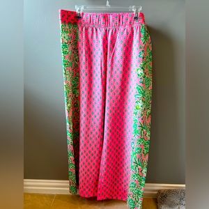 Lilly Pulitzer Palazzo pants- Pink and Green- Like New- Size XL- hemmed to 5’3”